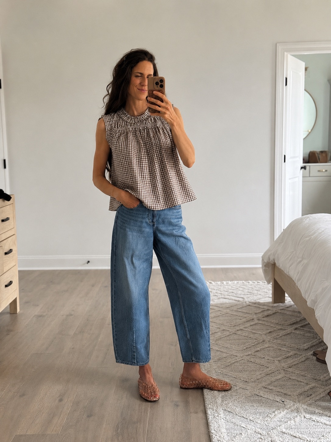 This outfit is proof that simple pieces can still make a statement. The gingham top, relaxed denim, and woven flats create an effortless look that’s comfortable, flattering, and easy to wear all season long.

#LTKSeasonal #LTKmomlife #LTKgrwm