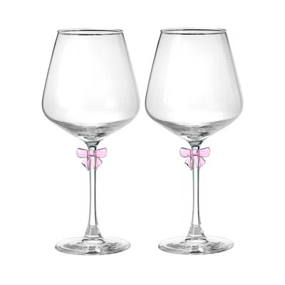 Pink Bow White Wine, Set Of 2 | Wayfair North America