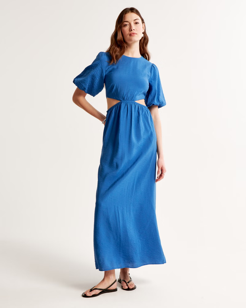 Women's Short-Sleeve Cutout Maxi Dress | Women's Dresses & Jumpsuits | Abercrombie.com | Abercrombie & Fitch (US)