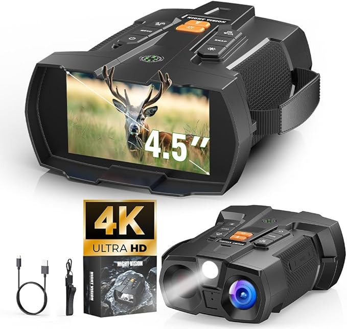 4K Night Vision Goggles for Adults: 4.5" HD Large Screen Digital Night Vision Device with 5000mAh... | Amazon (US)
