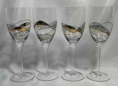 Milano Romania Mosaic Stained Glass Wine Glasses Stem 9.75” Set 4 Lg 16oz Unique | eBay US