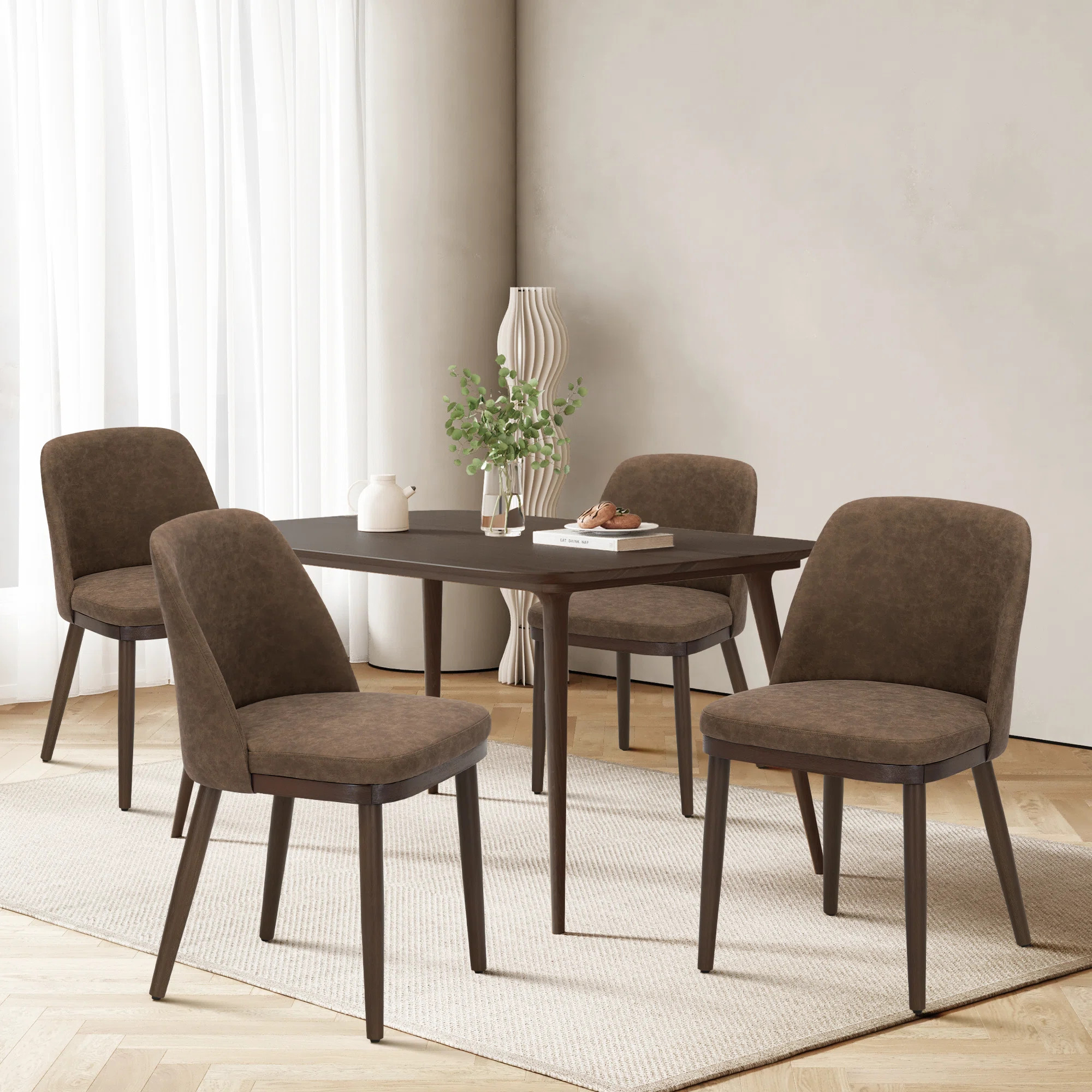 Upholstered Solid Wood Fabric Dining Chair (Set of 4) | Wayfair North America