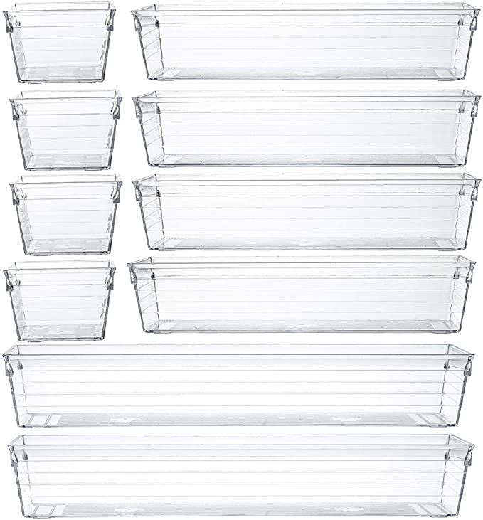 Backerysupply Clear Plastic Drawer Organizer Tray for Vanity Cabinet (Set of 10),Storage Tray for... | Amazon (US)
