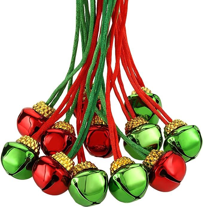 Amazon.com: 60 Pieces Christmas Bell Necklaces Christmas Holiday Necklaces for Christmas Supplies... | Amazon (US)