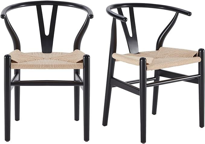 Farini Wishbone Chairs for Dining Room Solid Wood Rattan Chair Armchairs Y Shaped Backrest Hemp S... | Amazon (US)