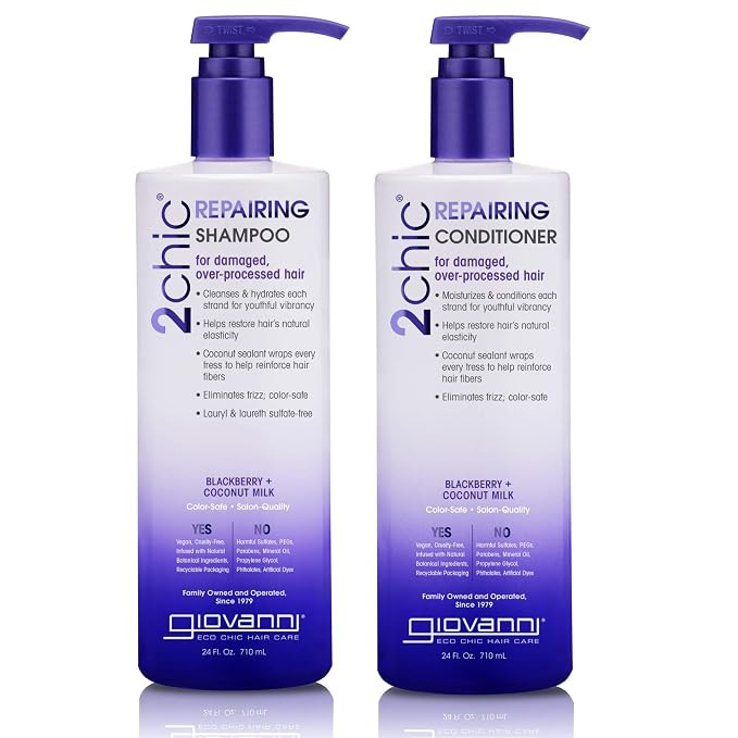 GIOVANNI Repairing Shampoo & Conditioner Set Blackberry & Coconut for Dry, Damaged & Processed Ha... | Amazon (US)