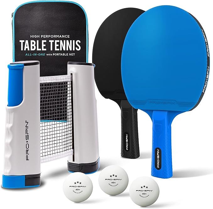 PRO-SPIN All-in-One Portable Ping Pong Paddles Set | Table Tennis Set with Retractable Ping Pong ... | Amazon (US)