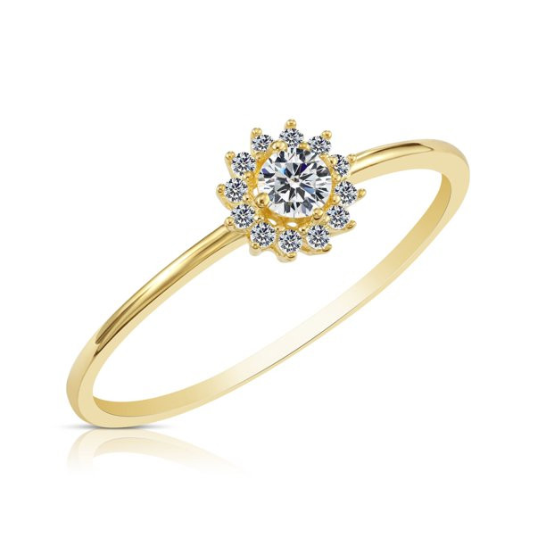 Tilo Jewelry 10k Yellow Gold Dainty CZ Halo Flower Ring- Size 6 - Women, Girls - Walmart.com | Walmart (US)