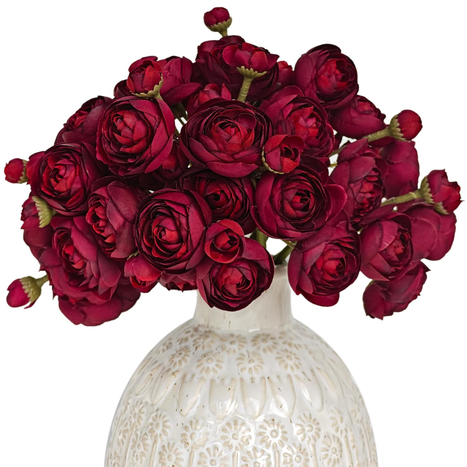 Letjolt Ranunculus Artificial Flower 18 Pcs Red Silk Ranunculus Wedding Bouquet Engagement Center... | Amazon (US)