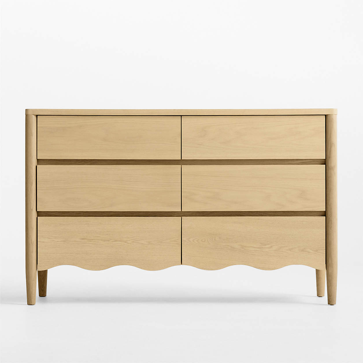 Waveland 54" Natural Oak Wood Wide 6-Drawer Kids Dresser | Crate & Kids | Crate & Barrel