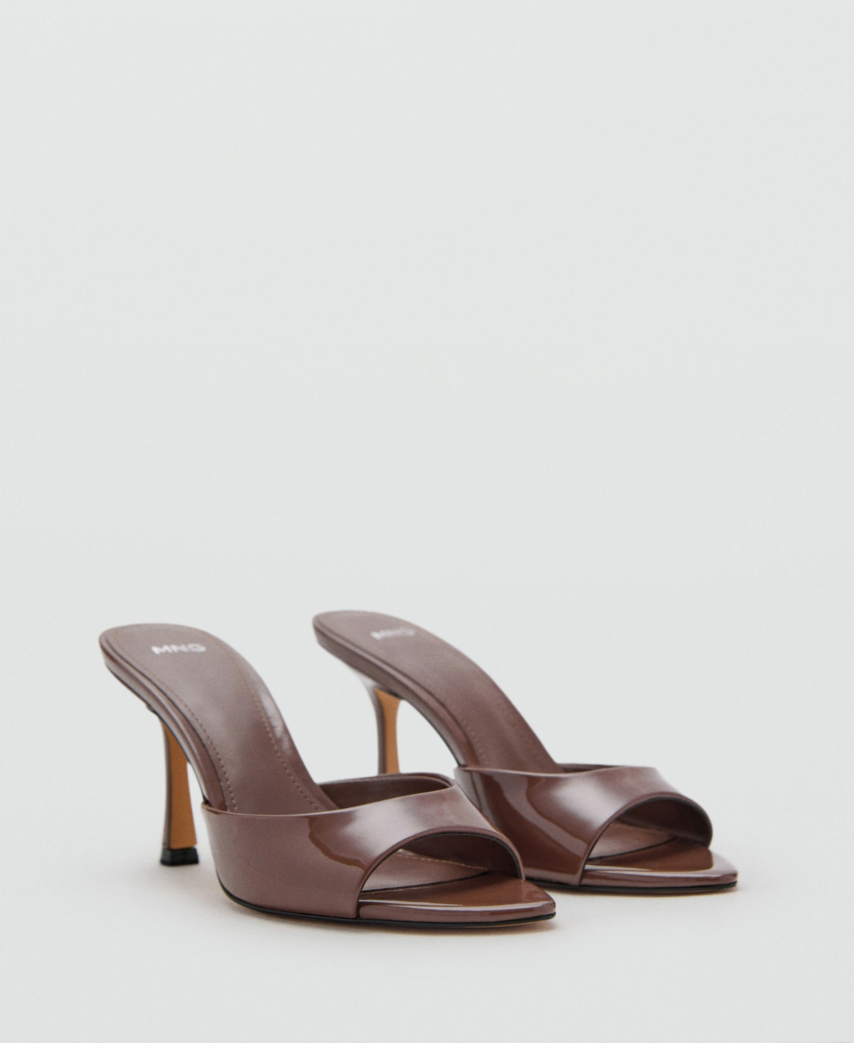 Mango Women's Patent Leather Effect Heeled Sandals - Chocolate | Macy's