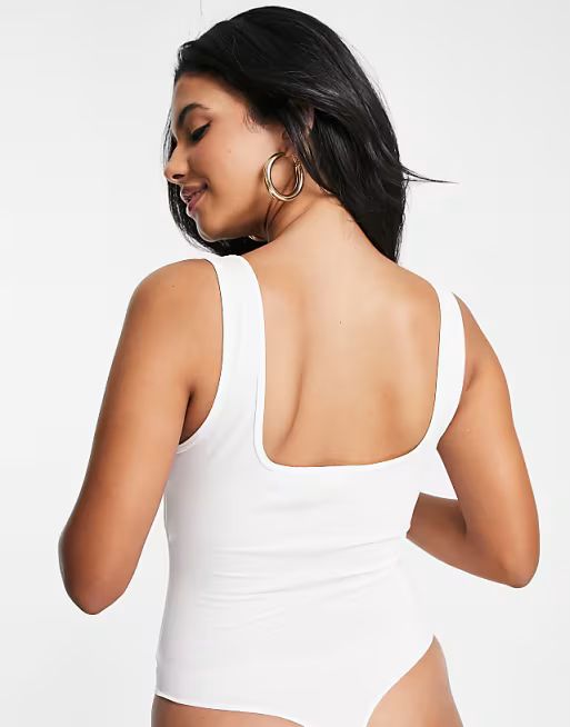 ASOS DESIGN Hourglass tank top bodysuit with scoop front and back in white | ASOS (Global)