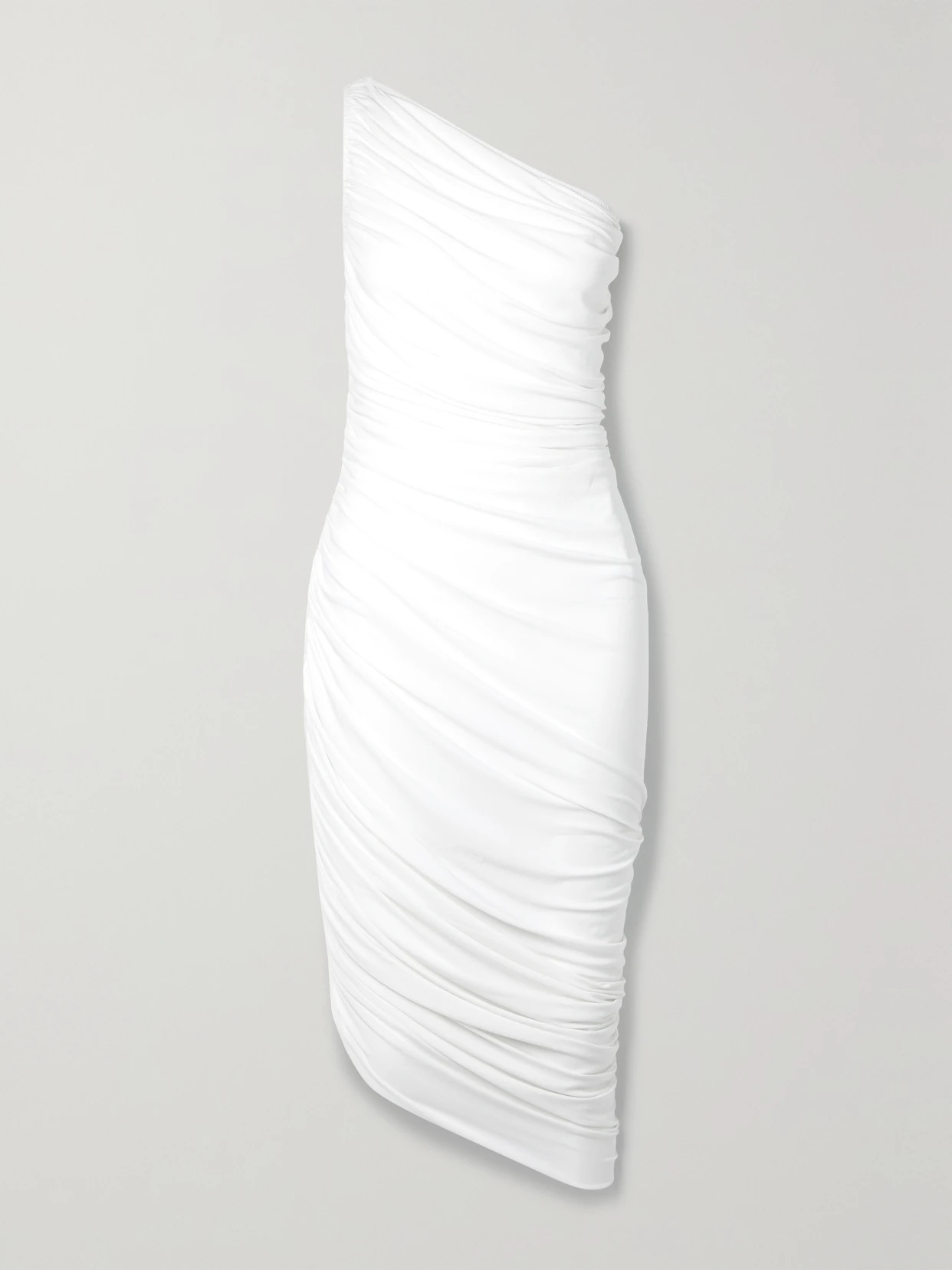 Norma Kamali - Diana One-shoulder Ruched Stretch-jersey Dress - White | NET-A-PORTER (US)