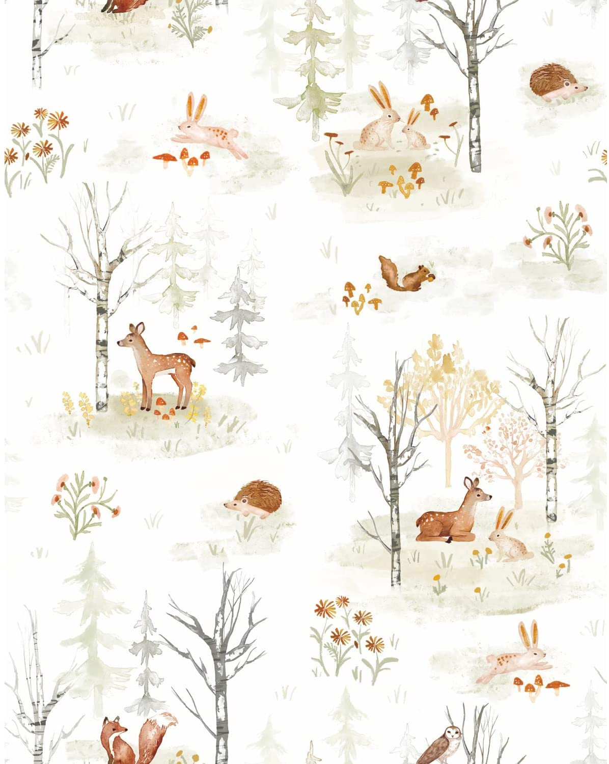 RoomMates RMK12556PLW Clara Jean Woodland Scene Peel and Stick Wallpaper, Neutral | Amazon (US)