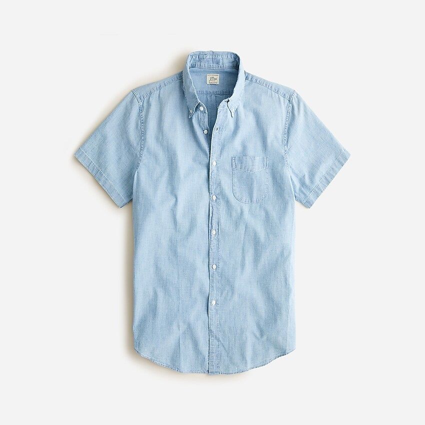 Tall short-sleeve indigo organic chambray shirt | J.Crew US