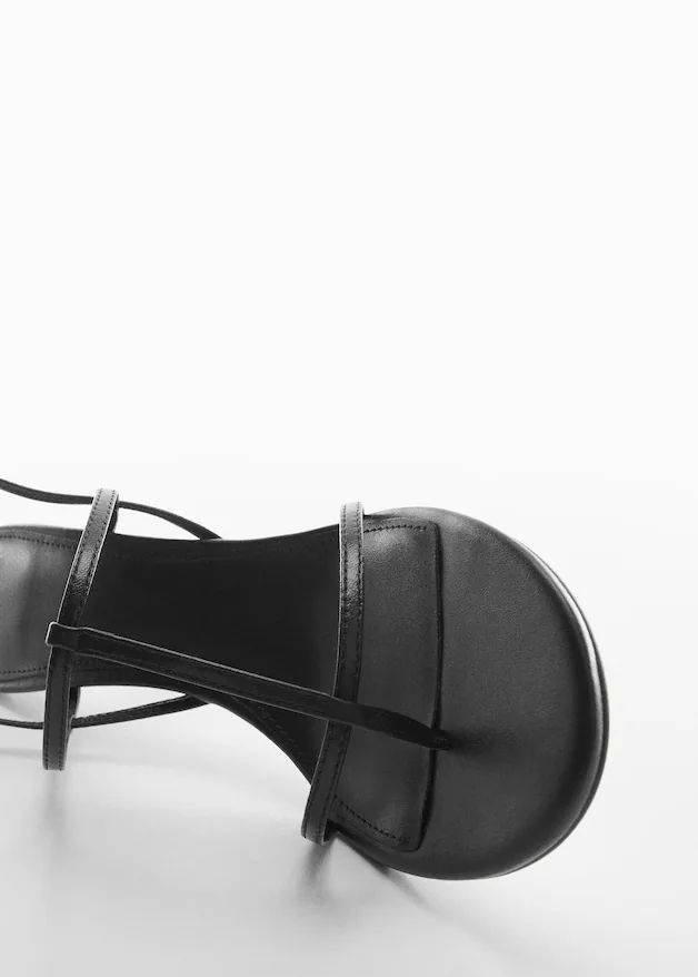 Straps heel leather sandals -  Women | Mango USA | MANGO (US)