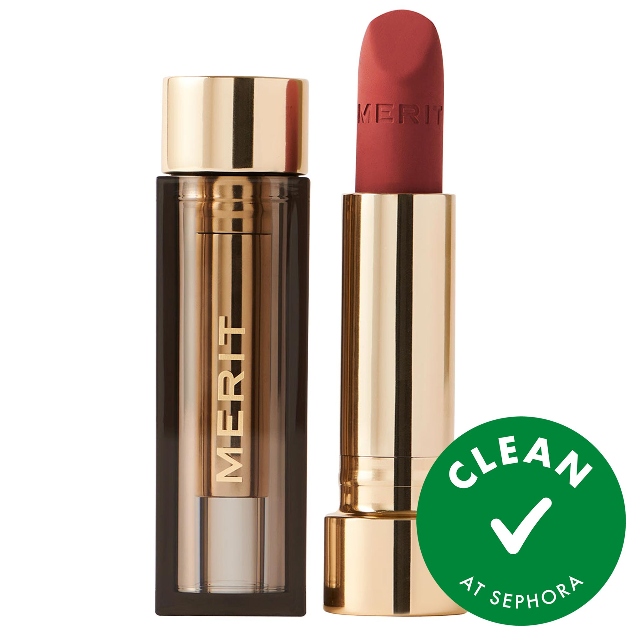 MERIT Signature Lip Lightweight Matte Lipstick Court 0.10 oz / 3 g | Sephora (US)