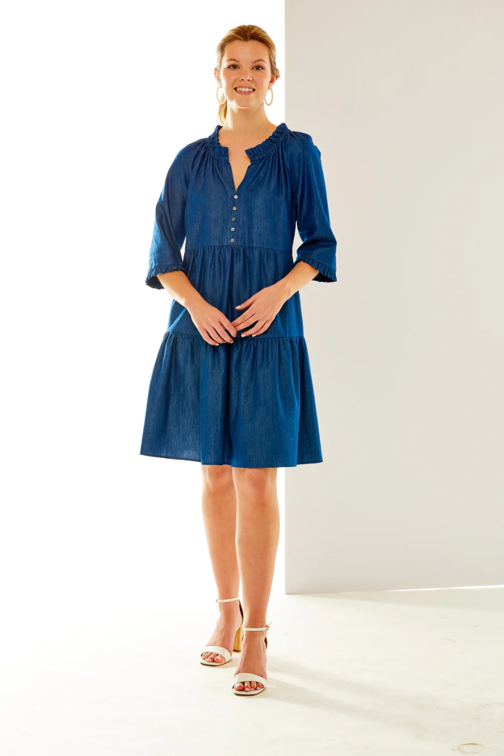 The Sandra Dress in Denim Tencel | Sara Campbell LTD