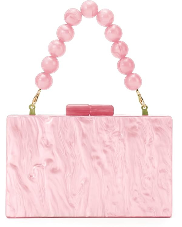 Fecialy Women Acrylic Clutch Purse Beads Evening Handbag Marble Clutch Formal Party Bridal Weddin... | Amazon (US)
