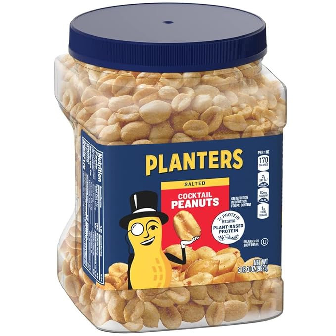 PLANTERS Salted Cocktail Peanuts, Party Snack, Plant-Based Protein, After School Snack, Roasted i... | Amazon (US)