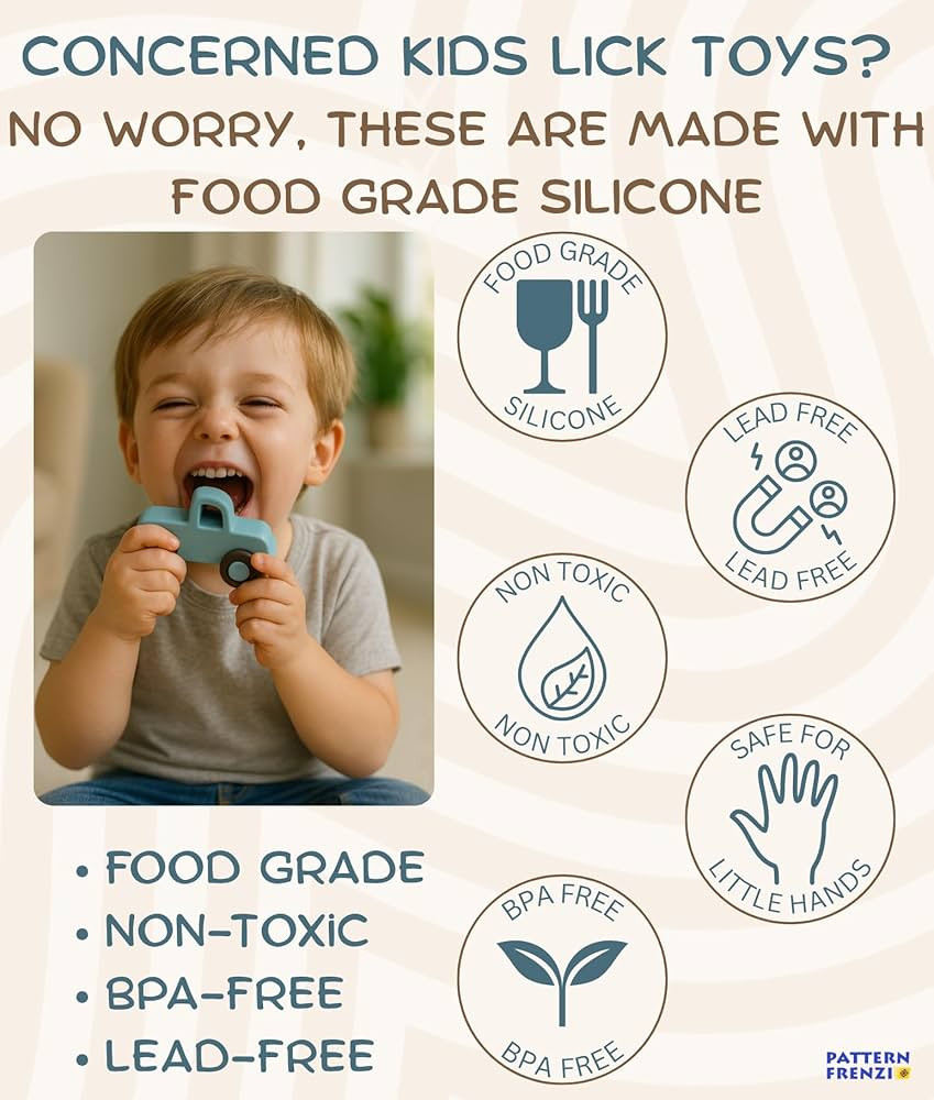 5-Piece Silicone Toy Car Set for Kids (Ages 3+); Washable, Bath tub Toy, Non-Toxic & Durable Cars... | Amazon (US)