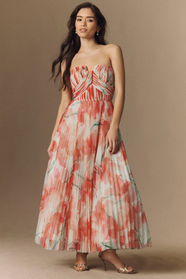 Hutch Corene Strapless Floral Tulle A-Line Midi Dress | Anthropologie (US)