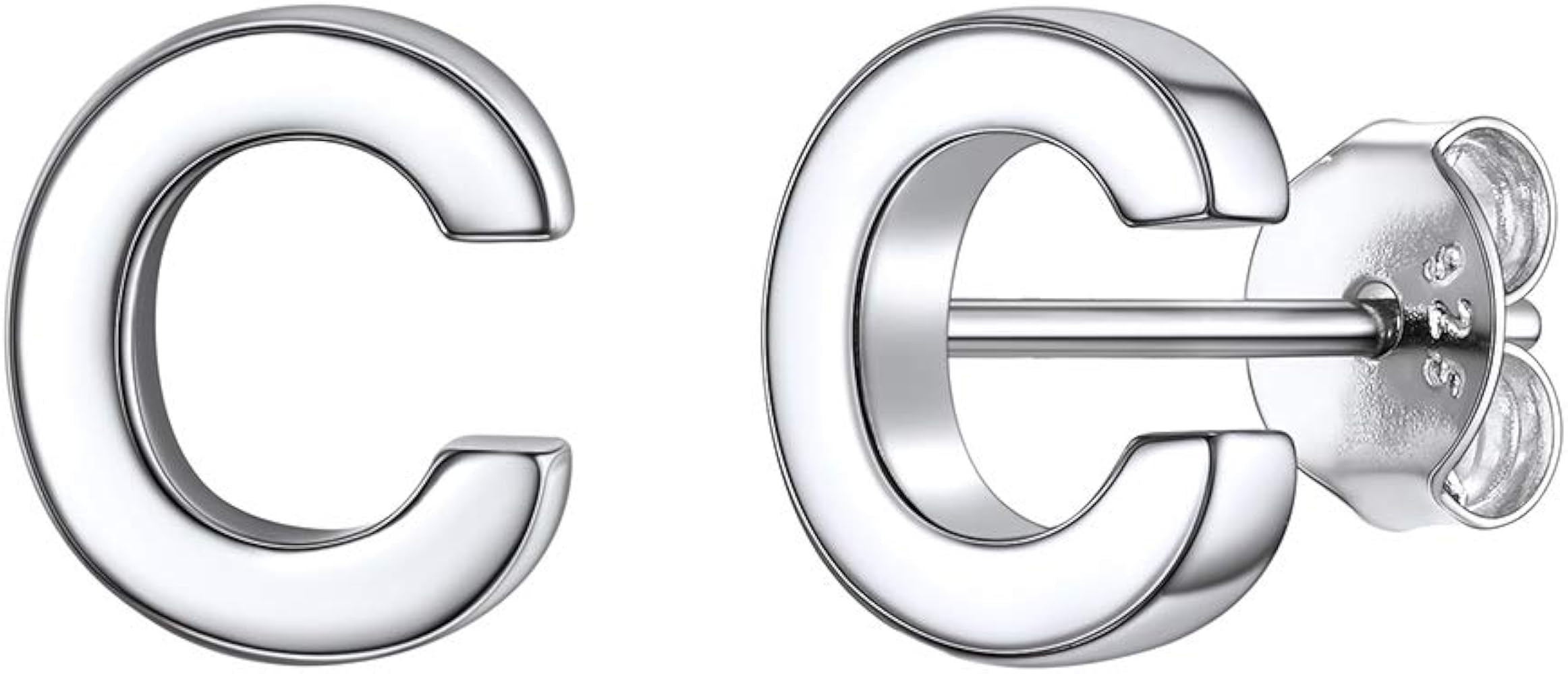 ChicSilver Hypoallergenic 925 Sterling Silver Stud Earrings Simple Tiny Initial Letter A-Z Studs ... | Amazon (US)