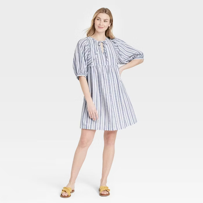 Women's Puff Elbow Sleeve Babydoll Dress - Universal Thread™ | Target