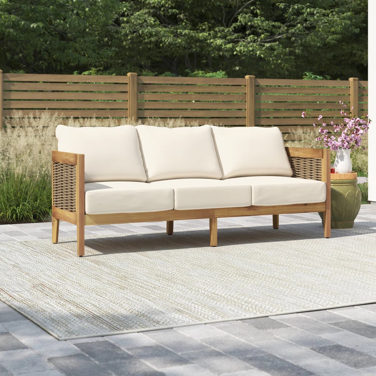 Jacie 76.5'' Wide Straight Patio Sofa with Cushions | Wayfair North America