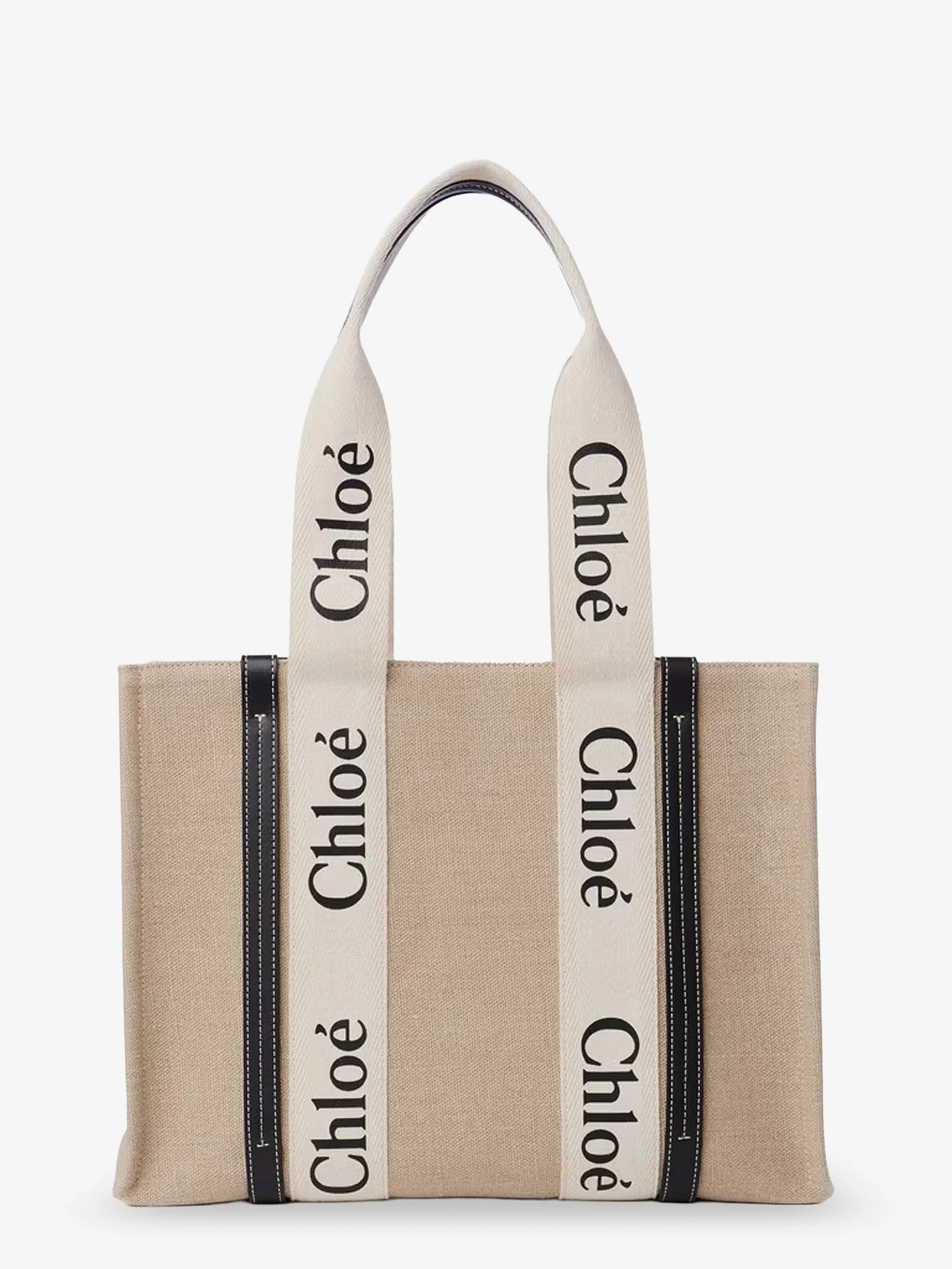 Woody linen shoulder bag with front lettering logo - CHLOE' - gender_Woman | Nugnes 1920