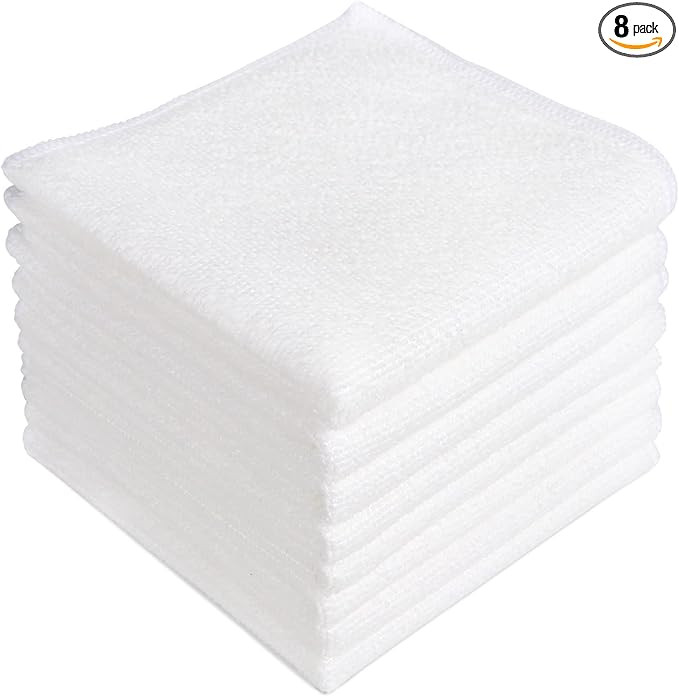 AIDEA Microfiber Cleaning Cloths White-8PK, Strong Water Absorption, Lint-Free, Scratch-Free, Str... | Amazon (US)