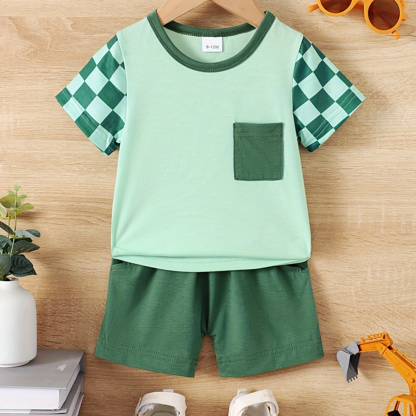 Infant Toddler's Color   Checkerboard Pattern Summer Set - Temu | Temu Affiliate Program
