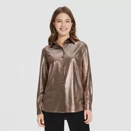 Women's Long Sleeve Party Button-Down Shirt - A New Day™ | Target