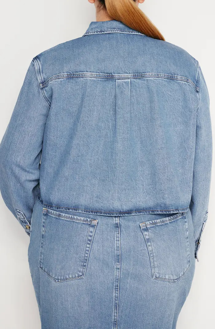 Crop Stretch Cotton Button-Up Shirt | Nordstrom