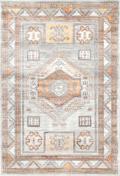 Orange Faded Geometric 10' x 14' Area Rug | Rugs USA