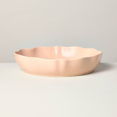 Scalloped Stoneware Shallow Serving Bowl Blush - Hearth & Hand™ with Magnolia | Target