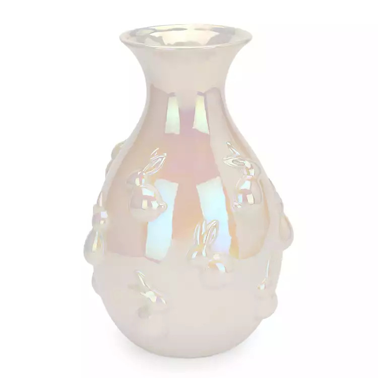 Pearl White Bunnies Ceramic Vase | Kirklands