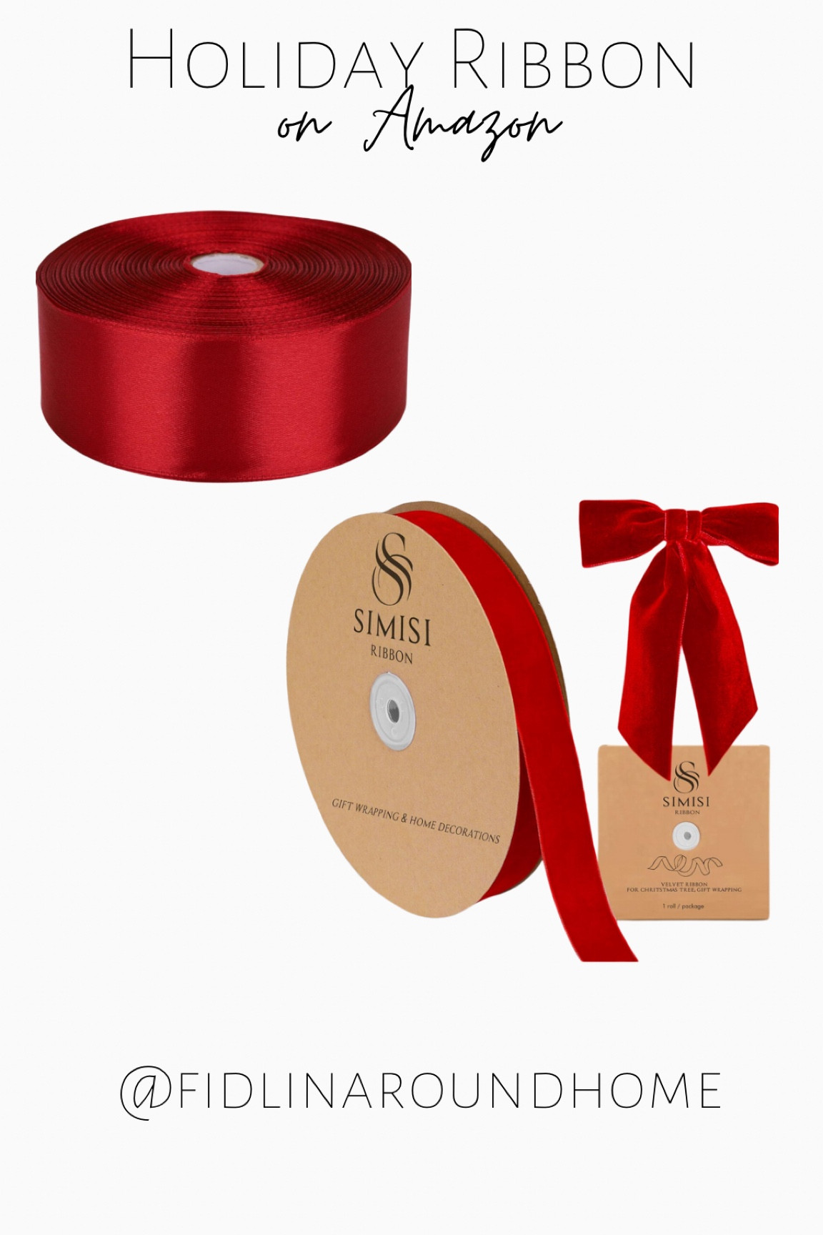 Velvet and satin ribbon for decorating! For wreaths garland stockings bells gift wrap mantels etc 