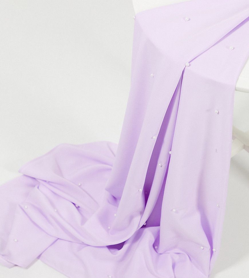 Verona chiffon maxi headscarf in lilac with faux pearls-Purple | ASOS (Global)