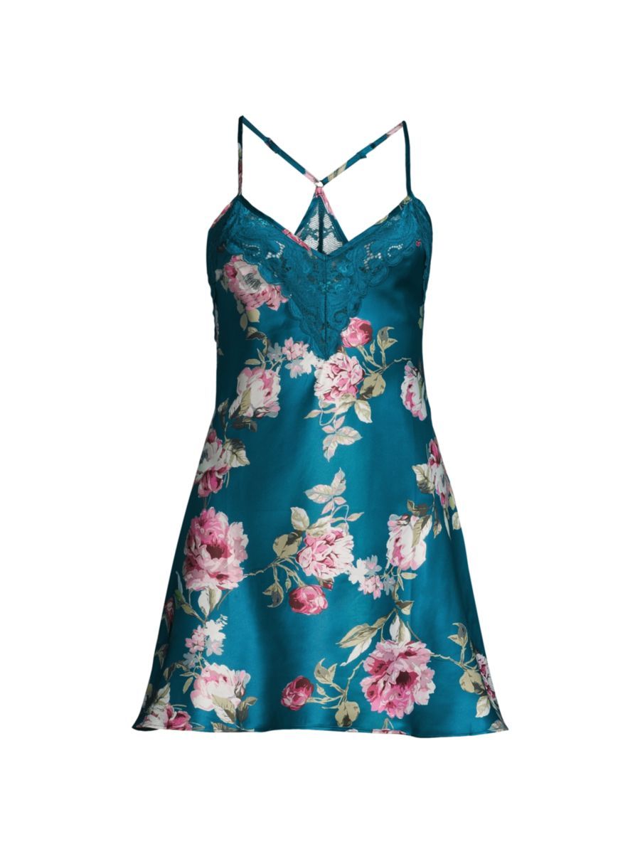 Breakfast At Tiffany's Floral-Print Matte Satin Chemise | Saks Fifth Avenue