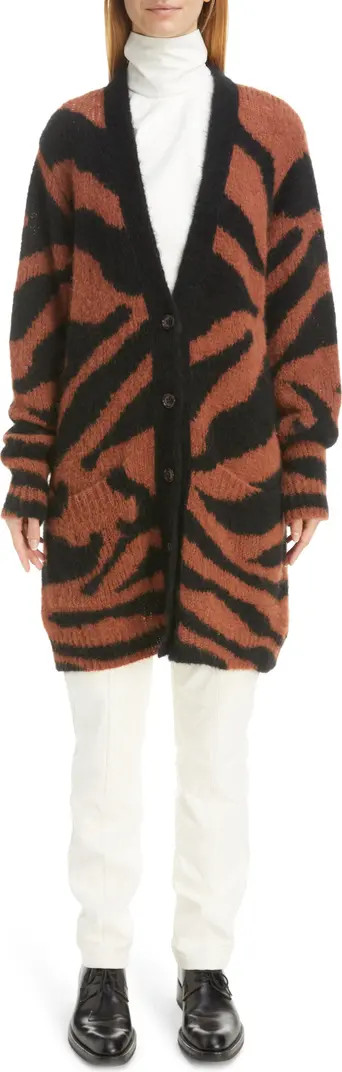 Dries Van Noten Naulot Zebra Stripe Alpaca & Merino Wool Blend Cardigan | Nordstrom | Nordstrom