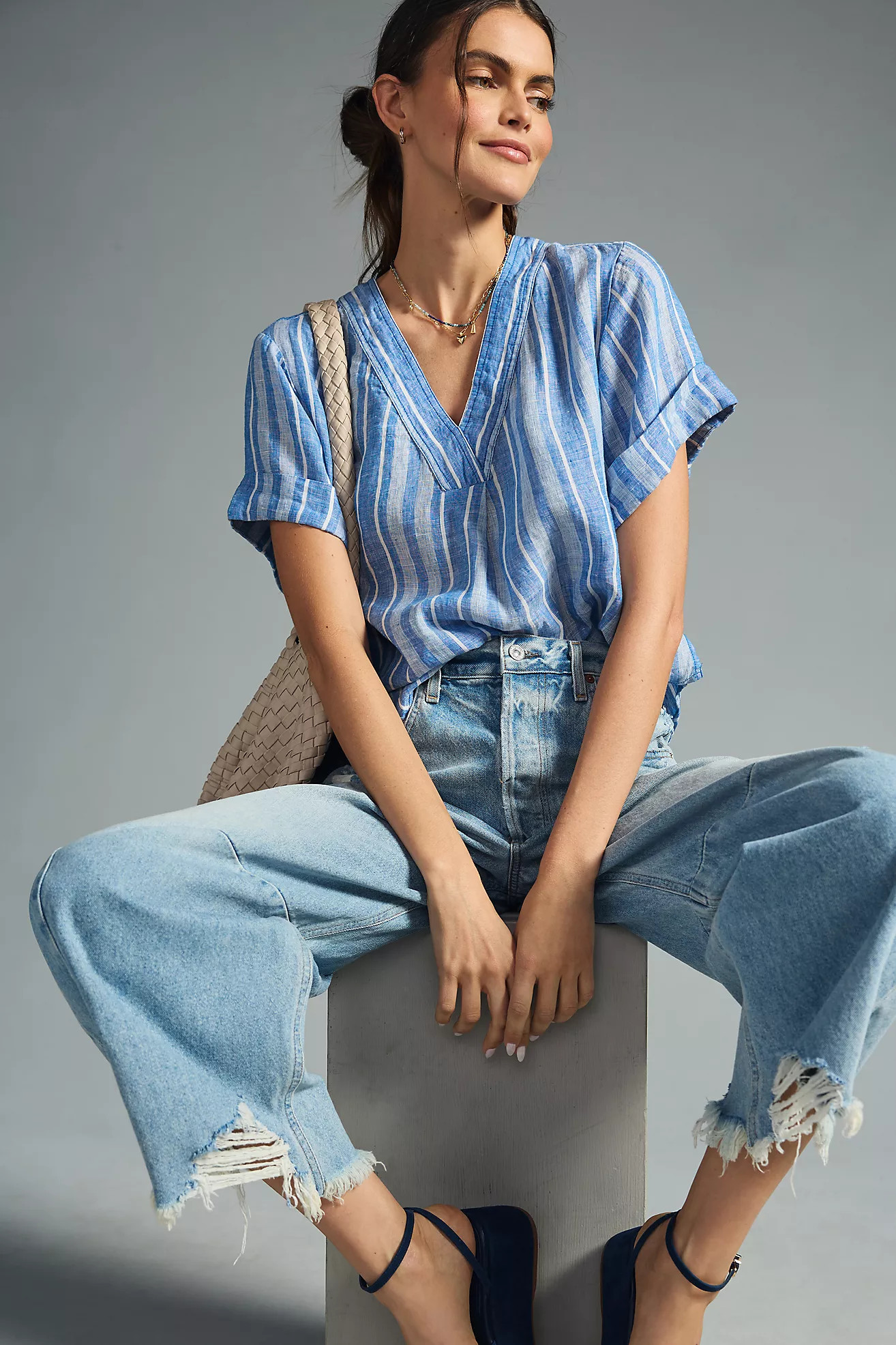 Pilcro Linen Henley Surf Shirt | Anthropologie (US)