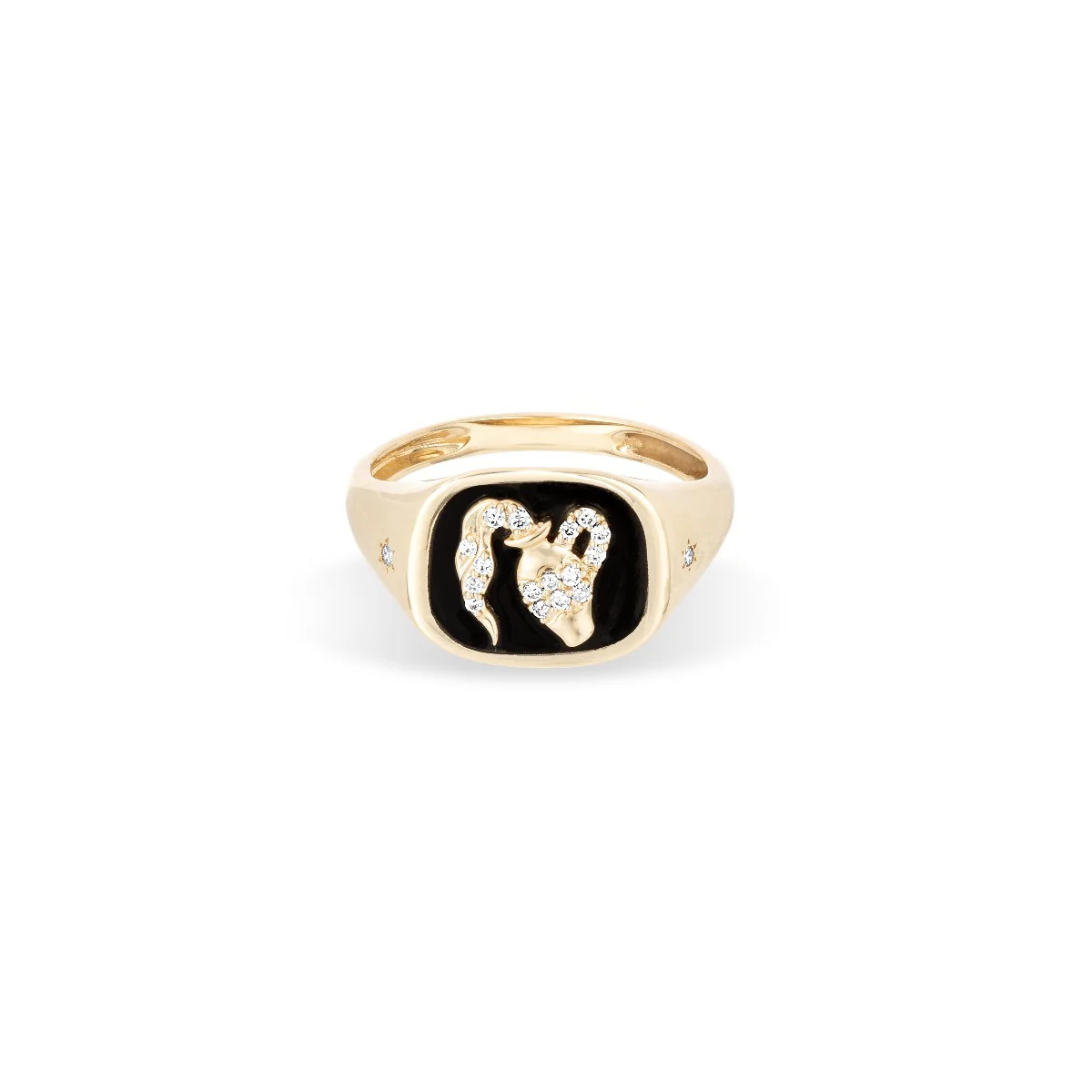 Zodiac Ceramic + Diamond Aquarius Signet Ring | Adina Reyter