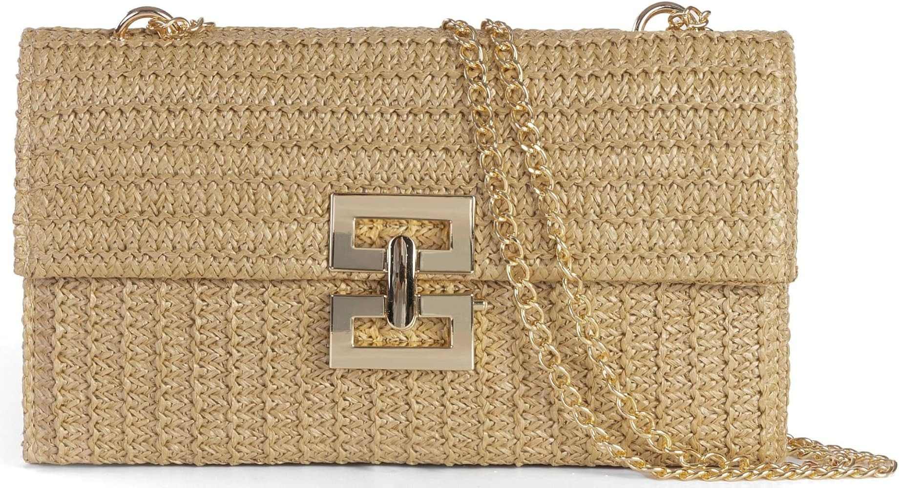 Straw Clutch Purses Women Summer Beach Handbags Boho Woven Envelope Wallet Fold Over Chain Crossb... | Amazon (US)