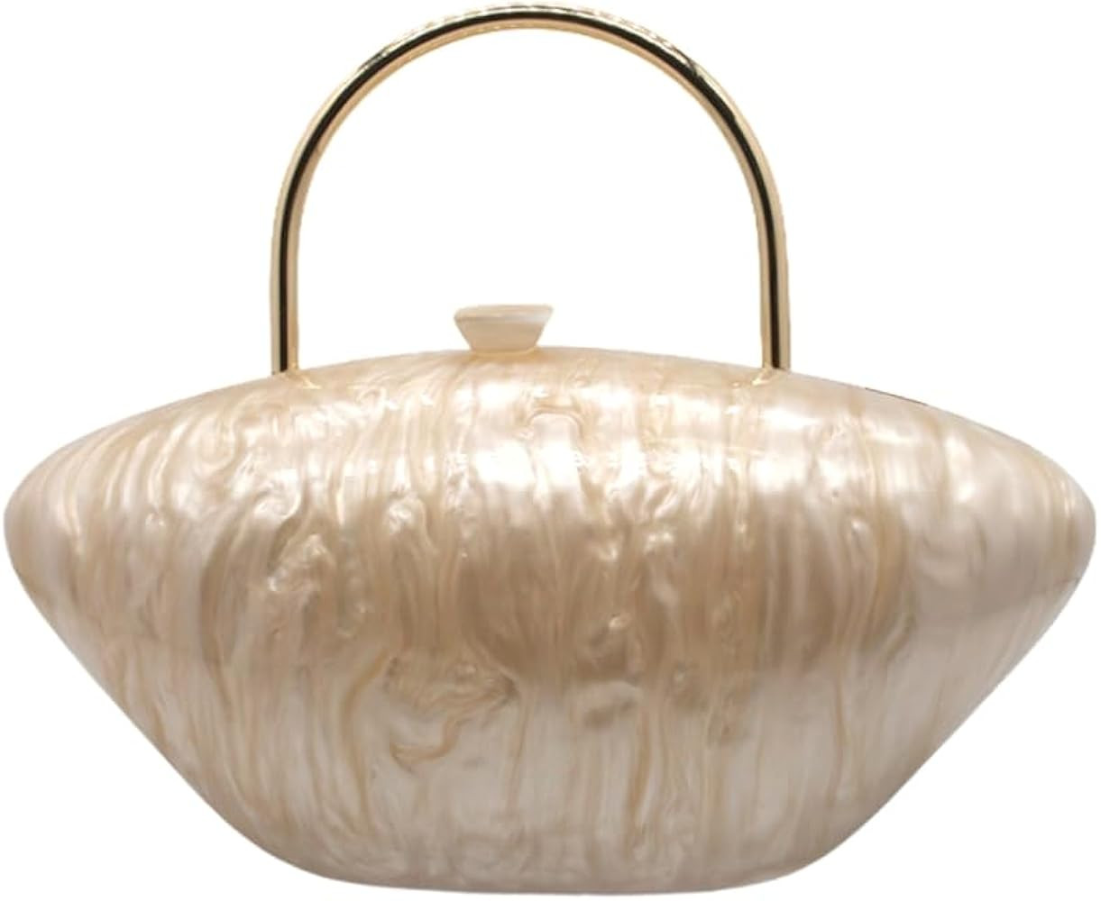 Acrylic Shell Shaped Clutch Purse Marbling Evening Handbags for Women Wedding Party Prom Cross Bo... | Amazon (US)