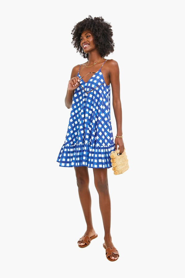 Navy Painted Gingham Laurel Dress | Tuckernuck (US)