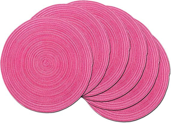 SHACOS Round Braided Placemats Set of 6 Cotton Round Place Mats 15 inch Washable Table Mats for H... | Amazon (US)