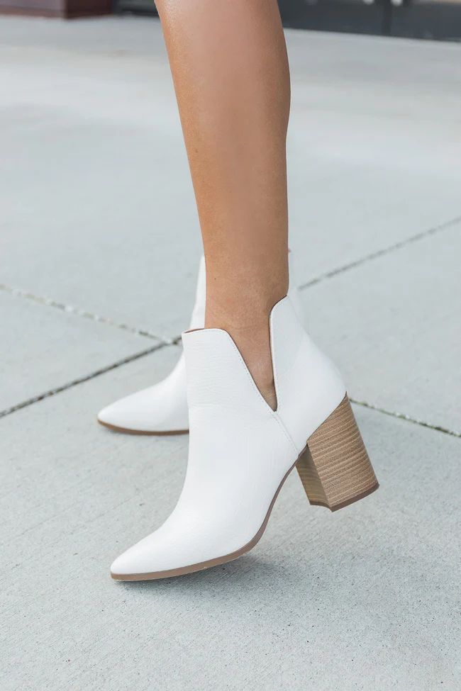 Darleen White Croc Side Slit Booties | Pink Lily