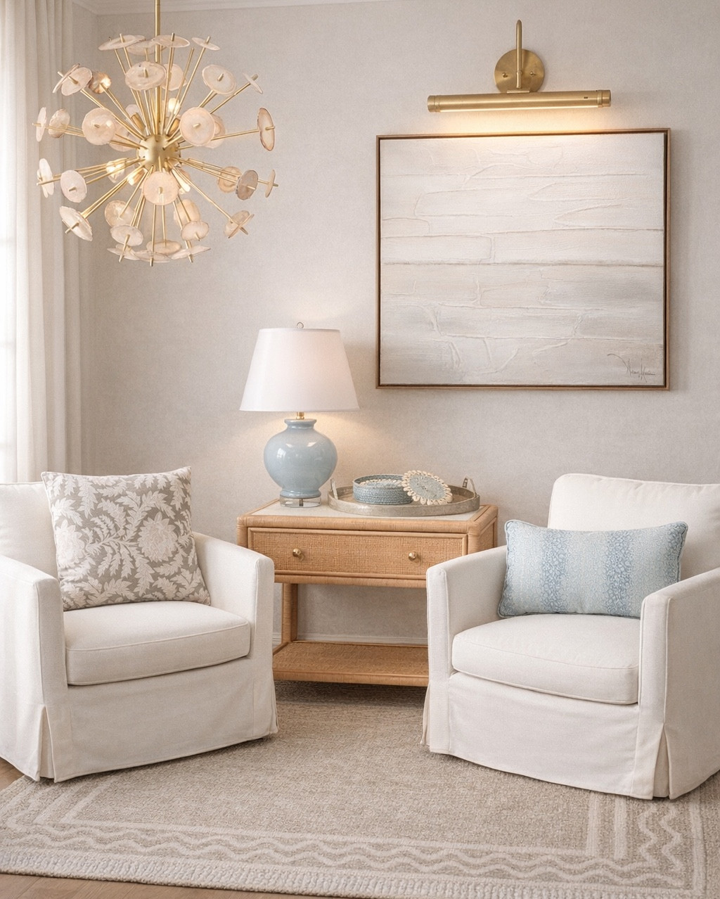 Light, layered, and looks custom ✨
This cozy corner proves you don’t need a designer budget to get that high-end, collected feel. From the slipcovered chairs to the warm brass + soft blues—every piece is shoppable and made to elevate real homes 🤍

Like & reply SHOP for info ✨ 

designer look for less, coastal living room, neutral home decor, affordable luxury, Serena & Lily inspired, home decor, living room refresh, timeless interiors

#DesignerLookForLess #CoastalHome #NeutralLivingRoom #AffordableHome #HomeDecor