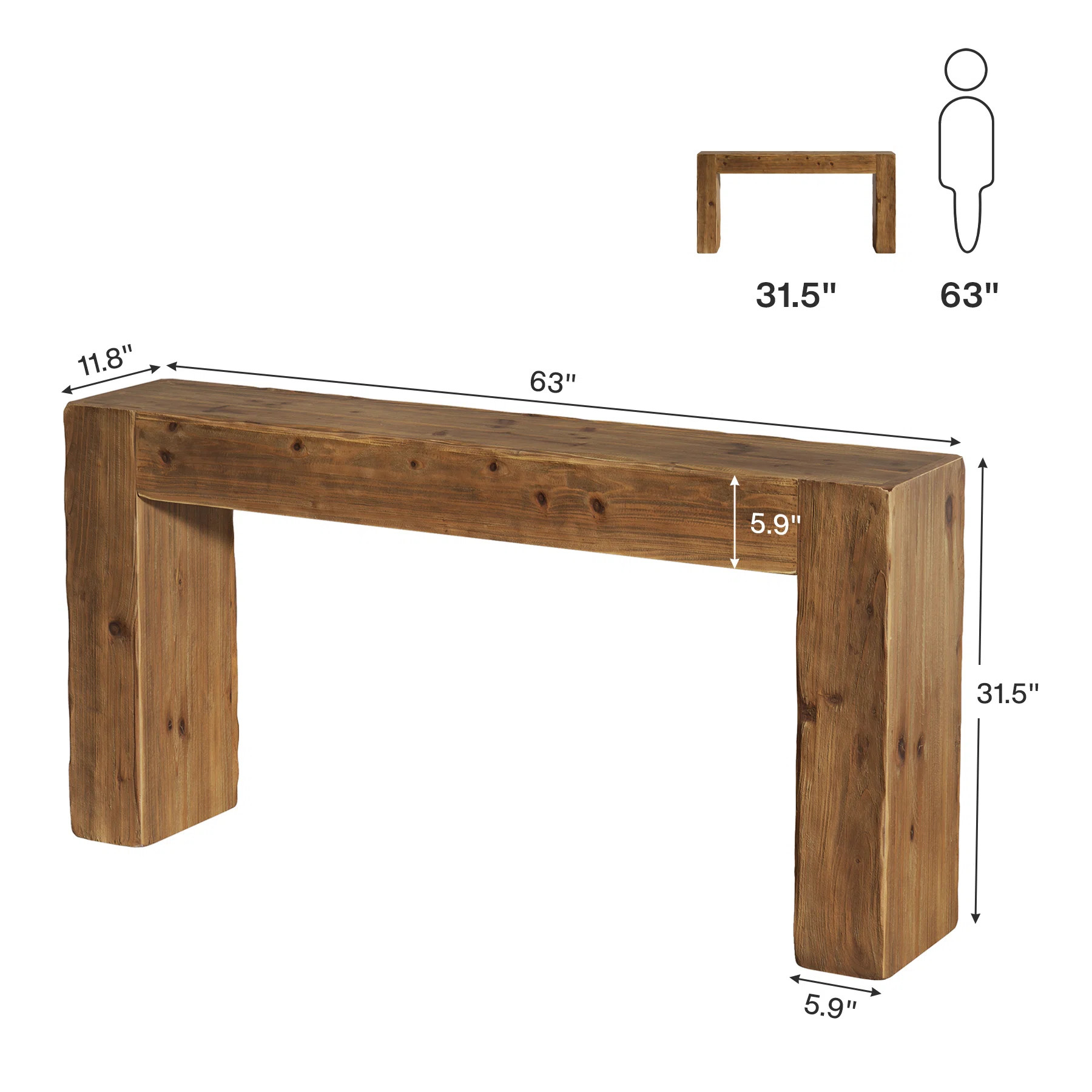 63-Inch Solid Wood Console Table | Wayfair North America